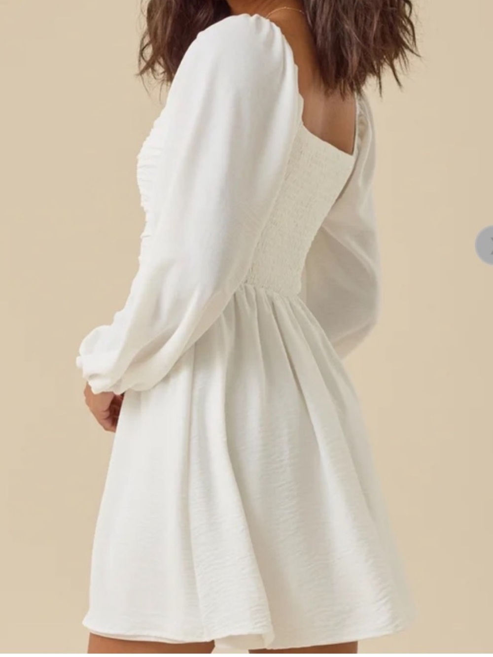 NWT Altar’d State Bennett Mini Dress White Long Sleeve Dress - Picture 4 of 7